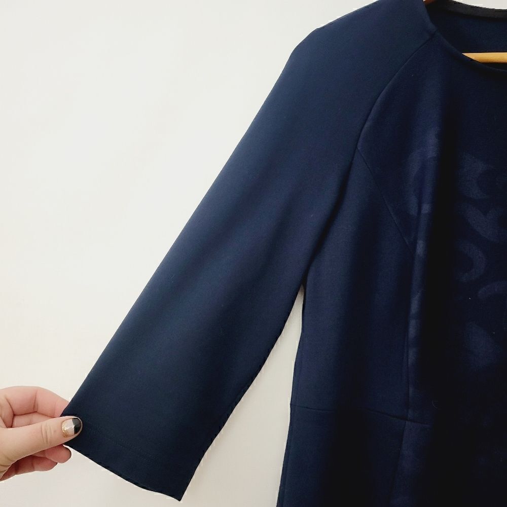 Luisa Serano Navy Fit and Flare 3/4 Sleeve Top - Picture 5 of 14